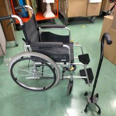 KOEKI 車椅子 車いす 車イス ノーパンク 自走【4点支持杖 セット】