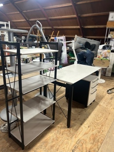 G1202 　デスクワゴンシェルフチェアセット　ホワイト　ニトリ　美品 G1202 デスクワゴンシェルフチェアセット ホワイト ニトリ 美品