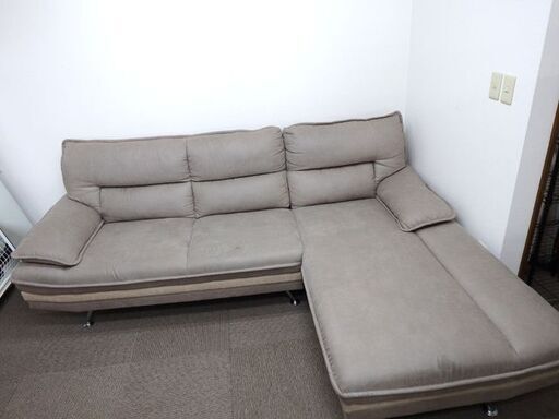 新札幌 DELIA III デリア3 モダン ファブリックカウチソファ 三人掛け グレー系 幅240×奥行175×高さ90cm No.2639