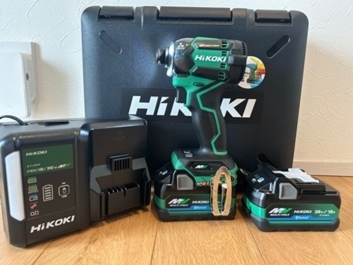 未使用品　HiKOKI 36Vコードレスインパクトドライバー フルセット（バッテリー2個・充電器・ケース付）WH36DC 2XPS グリーン　ハイコーキ　Bluetooth  新マルチボルト防塵防水バッテリー　インパクト　説明書付き