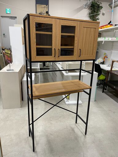 食器棚 茶 W(幅)93.5×D(奥行き)40.0×H(高さ)182cm ※クリーニング済み