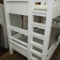 R674 人気白 天然木 二段ベッド、2段ベッド、幅105cm Used・美品