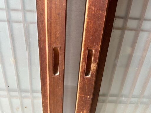 古い 木製ガラス戸 2枚セット B 組子 組木 組手 格子戸 引き戸 古建具  