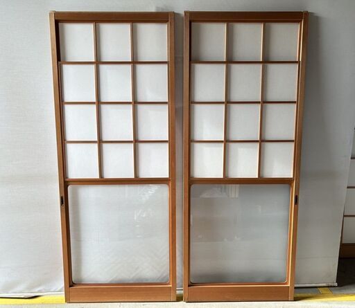雪見障子戸 2枚セット B 引き戸 和室建具 古建具 レトロ　/DJ-1249