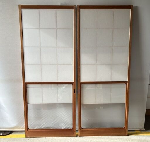 雪見障子戸 2枚セット B 引き戸 和室建具 古建具 レトロ /DJ-1249