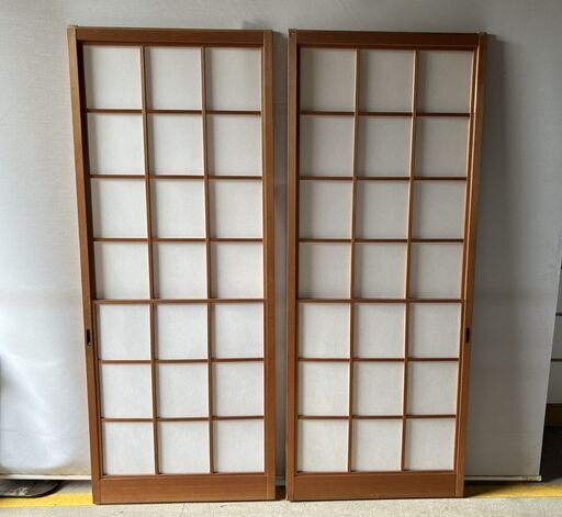 雪見障子戸 2枚セット B 引き戸 和室建具 古建具 レトロ/DJ-1249  
