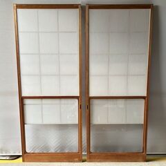 雪見障子戸 2枚セット A 引き戸 和室建具 古建具 レトロ　/DJ-1248