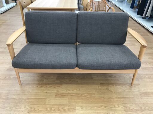 ★ジモティ割あり★ 飛騨産業 2人掛けソファ グレー H75×W151×D74 クリーニング済み KJ5585