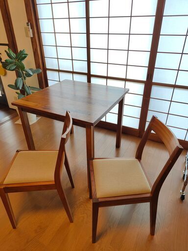 【（変更・受付7/20〆）転勤につき7末まで】無印良品ウォールナットダイニングテーブル・チェア2脚