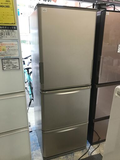 【FU893】★シャープ  ノンフロン冷凍冷蔵庫  SJ-W352D-N  シルバー  350L  大容量  大家族   ファミリータイプ   シンプル おしゃれ キッチン家電 クリーニング済 堺市 深井 【ジャングルジャングル深井店】