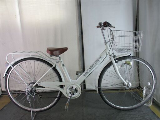 D638　★限定特価★ 中古自転車 【　27インチ　白　軽快車　6段　LEDオートライト 】