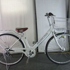 D638 ☆限定特価☆ 中古自転車 【 27インチ 白 軽快車 6段 LEDオート
