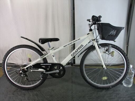 Ｄ642　★9800円★整備済み 中古子供自転車 Jrマウンテン【24インチ　白 】