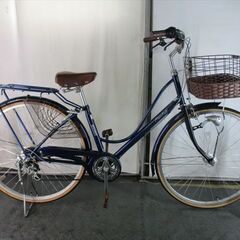 D643　★限定特価★ 中古自転車 マルイシ　ポーリア【　27インチ　青　6段　LEDオートライト 】