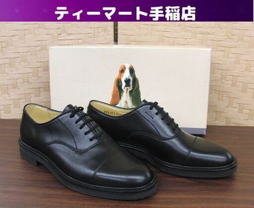 Hush Puppies 25.0EEE 革靴 Uチップ シューズ プレーントゥ ハッシュパピー 黒 ブラック ビジネス 札幌 手稲
