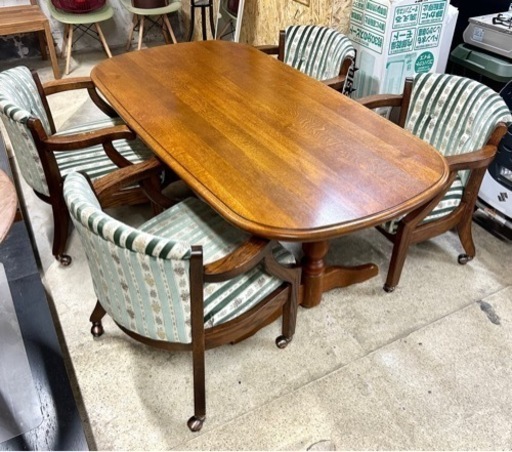 札幌市内配送可 ダイニングテーブル/柏木工 ダイニングチェア/三越家具 計6点セット