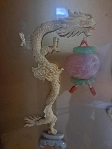 衝立て 中国 貴石象牙？