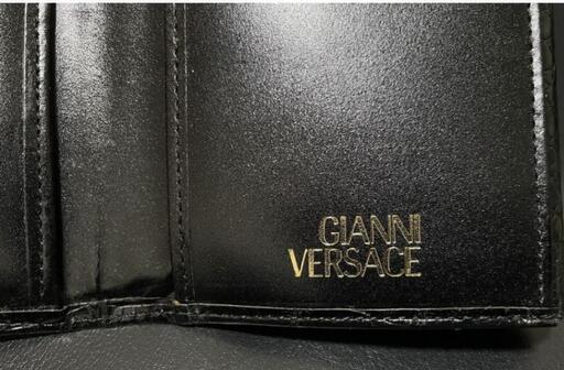 GIANNI VERSACE ヴェルサーチ 長財布 ロングウォレット フラップ クロコ型押し 太陽 ビンテージ ブラック＊未使用