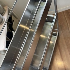 ステンレス隙間引出ラック 幅12cm ロータイプ DS95 frames&sons キッチンワゴン アジャスター付き キッチンすきま収納 隙間収納 すき間収納 隙間ラック
