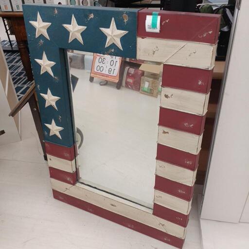 ★ジモティー割あり★星条旗ﾐﾗｰ 現状販売 高さ(H)95× 幅(W)61× 奥行(D)4（cm)　【joh1744】