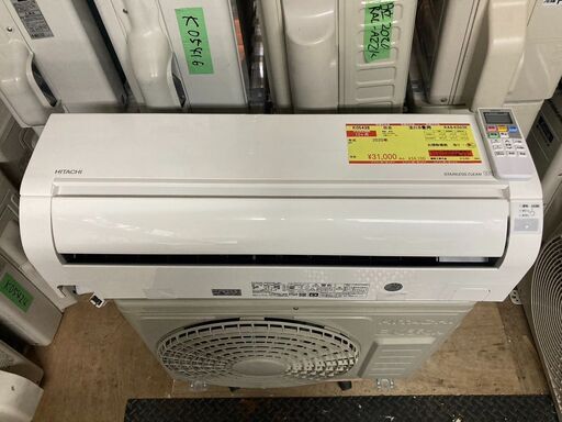 K05438　中古エアコン 日立 2020年製 主に6畳用 冷房能力 2.2KW / 暖房能力 2.2KW