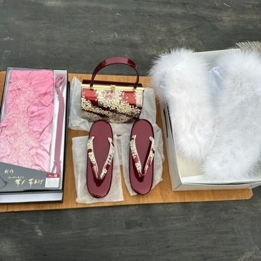 成人式　ショール　草履　下駄　かばん　飾り帯