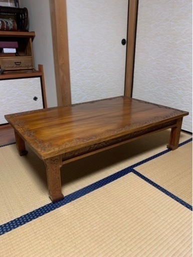 軽井沢彫り　ローテーブル　座卓
