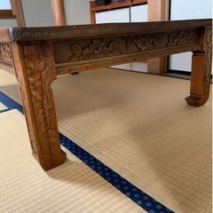 軽井沢彫り　ローテーブル　座卓　