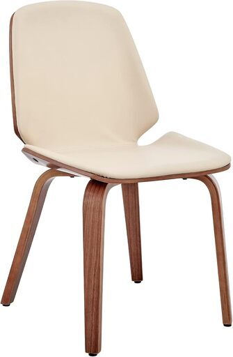 【美品】【残り１脚】 アルメンリビング(Armen Living) ダイニングチェア  クリーム/ウォルナット フェイクレザー