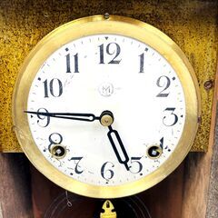 稀少】TRADE MARK M トレードマーク ゼンマイ式 振り子時計 アンティーク 明治時代 柱時計