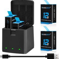 GoPro Hero 12/Hero 11/Hero 10/9 バッテリー交換2個1800mAh家電