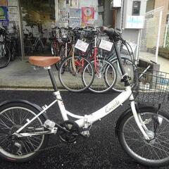 中古自転車3151 前後タイヤ新品！ 折り畳み 20ンチ 6段ギヤ LED 