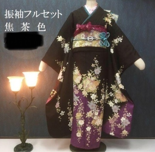 BlackToneEdition】正絹ブラック振袖7点フルセット