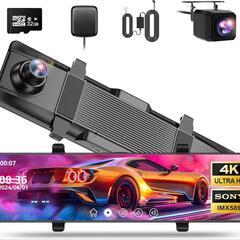 ✨新品✨ドライブレコーダー ミラー型 4K画 12インチ 前後 2カメラ