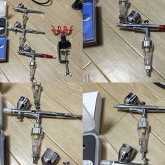 美品！toolsisland(ツールズアイランド)エアブラシ エアーコンプレッサー オイルレス ミニコンプレッサー 静音 付属品沢山