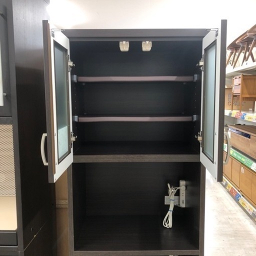 食器棚 二枚扉 ダークブラウン【トレファク堺福田店】