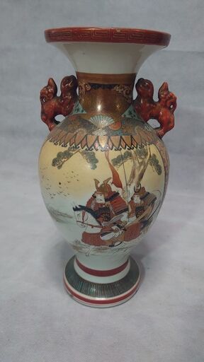 骨董品 【九谷焼】 花瓶 壺 ツボ ◐サイズ 約 高さ36 太い径18 ☆画像のヒビアリ