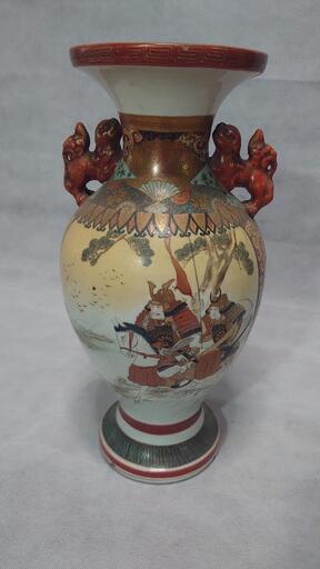 骨董品 【九谷焼】 花瓶 壺 ツボ ◐サイズ 約 高さ36 太い径18 ☆画像のヒビアリ