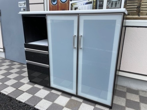 NITORI ニトリ カウンター Nポスティア 120BK キッチンカウンター ハイグロス 木目模様 キッチン レンジ台 収納 ハイカウンタータイプ 家具 インテリア