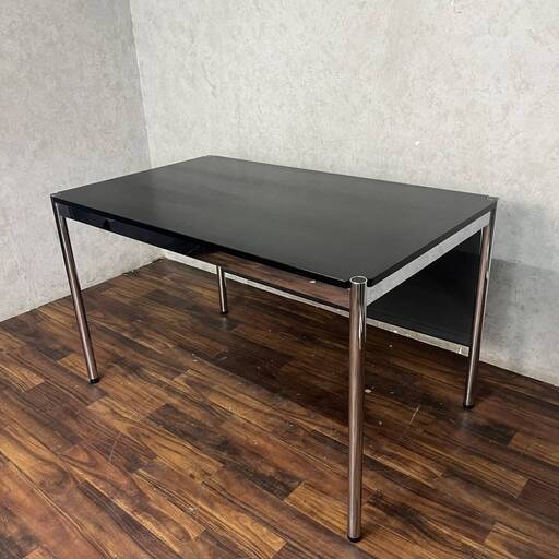WY13/19 USMハラー Haller テーブル ミーティング デスク オフィス オーク ダイニングテーブル ブラック 黒 W125cm ★直接引取歓迎〇　