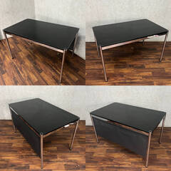 🔷🔶🔷WY13/19 USMハラー Haller テーブル ミーティング デスク オフィス オーク ダイニングテーブル ブラック 黒 W125cm ★直接引取歓迎〇　🔷🔶🔷