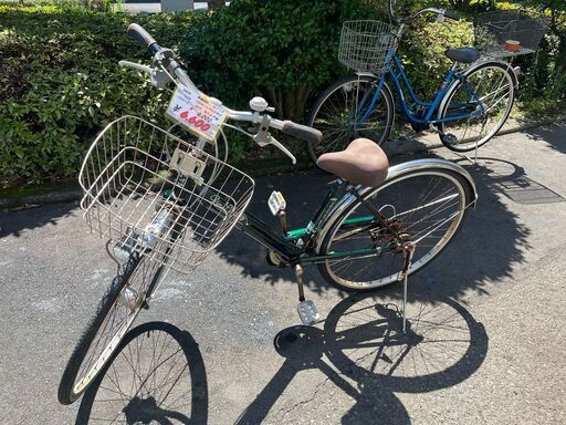 リサイクルショップどりーむ天保山店　No1274 　自転車　ママチャリ　緑　LEDオートライト付き