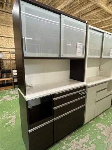 【ドリーム川西店御来店限定】 松田家具 2枚扉オープンボード ダークブラウン H2060×W1169×D486 クリーニング済み 【2001245255600645】