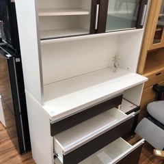 レンジボード 泉洋化工 2枚ｽﾗｲﾄﾞ扉 ｺﾝｾﾝﾄ付き ﾌﾞﾗｳﾝ×ﾎﾜｲﾄ 縦180cm 横