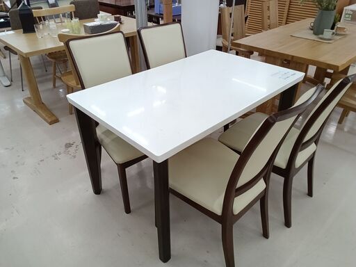 ★ジモティ割あり★ 大塚家具 ダイニングセット4人用 ホワイト×ブラウン W120.2×D75.2×H70.2 クリーニング済み TC3891