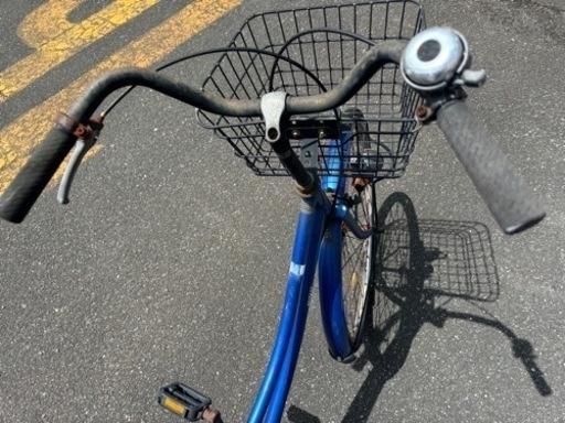 自転車 青 26インチ 水色の26インチ自転車 前面バスケット付き 水色