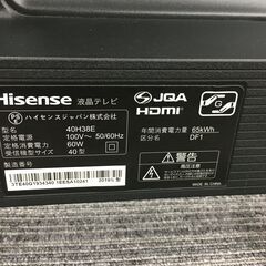 ★ジモティ割あり★ Hisenceハイセンス 液晶テレビ 40H38E 40インチ 19年製 動作確認／クリーニング済み SJ6147