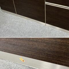 綾野製作所/ayano キッチンカウンター スイートシリーズ 幅140 つやあり ダーク木目色 ソフトクローズ 中古家具 店頭引取歓迎 R8493