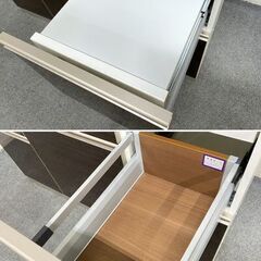 綾野製作所/ayano キッチンカウンター スイートシリーズ 幅140 つやあり ダーク木目色 ソフトクローズ 中古家具 店頭引取歓迎 R8493