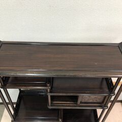 黒檀 唐草彫刻 透彫 飾り棚 / 違い棚 飾棚 茶棚 中国 和家具 / 福岡県糸島